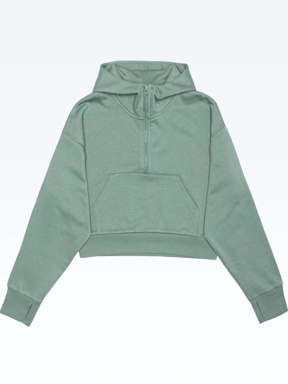 NWT Cocoburry Cropped Half-Zip Hoodie Dusty Green Small